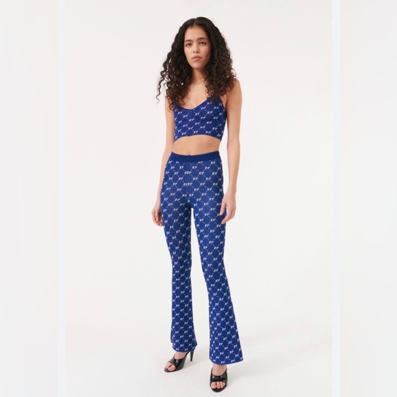 Baum Und Pferdgarten Pants - Baum und pferdgarten dico 80s Blue Patterned Women's two piece set